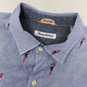 Tommy Bahama Blue Parrot Embroidered Casual Button Down Shirt
